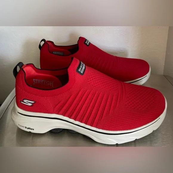 NWT-SKECHERS..MENS RED GO WALK HYPER PILLAR SNEAKERS - Picture 15 of 16